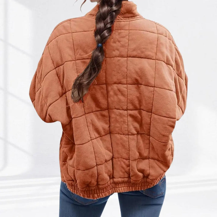 Chic women's lightweight quilted jacket, zip-up & padded. Stylish stand collar. A fall fashion essential everyday jacket.