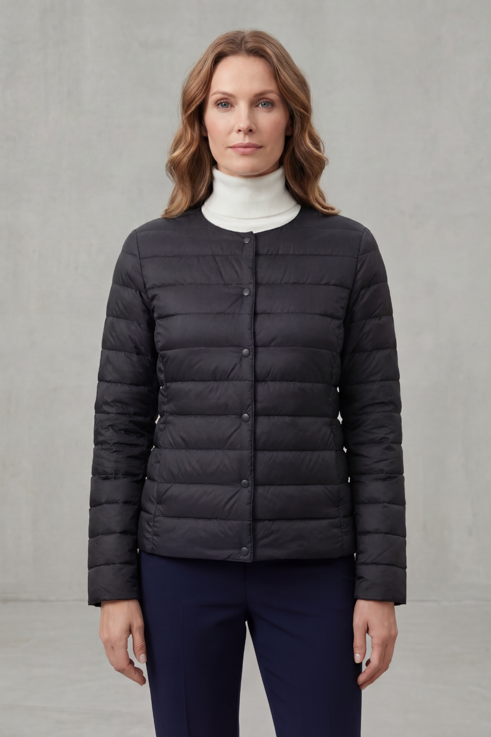 Chic women's lightweight puffer, an essential piece of outerwear for effortless style.