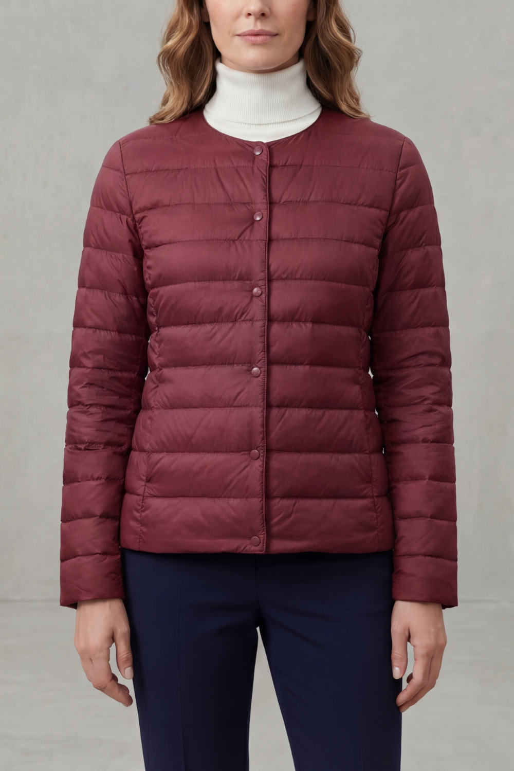 Versatile women's quilted puffer, an essential lightweight jacket for casual layering.
