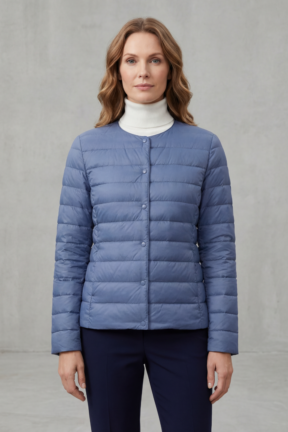 Stylish women's quilted puffer jacket, offering warmth and comfort for everyday wear.