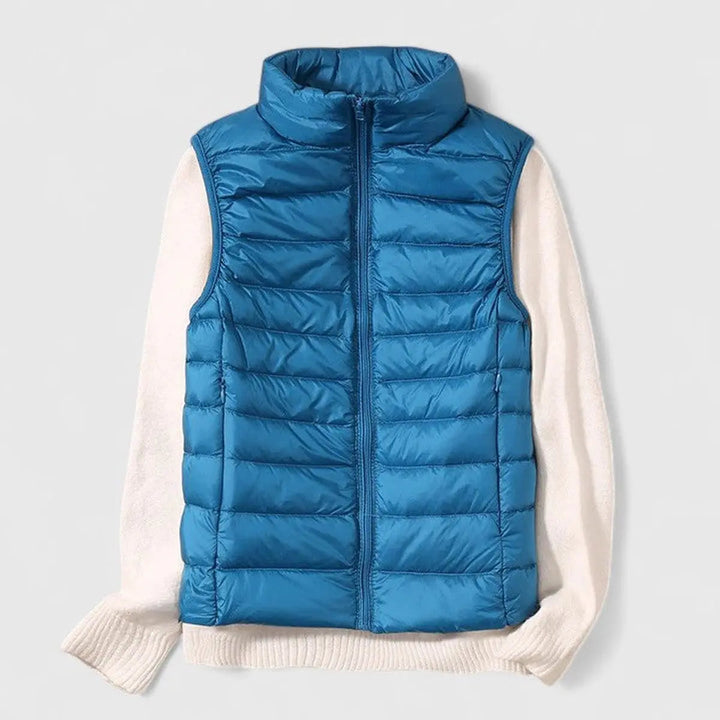 Autumn fashion women's lightweight quilted vest. A versatile layering piece, great for mild weather.