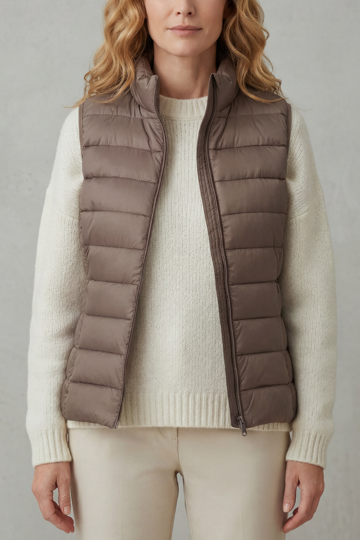 Women's lightweight quilted vest for effortless layering and style.