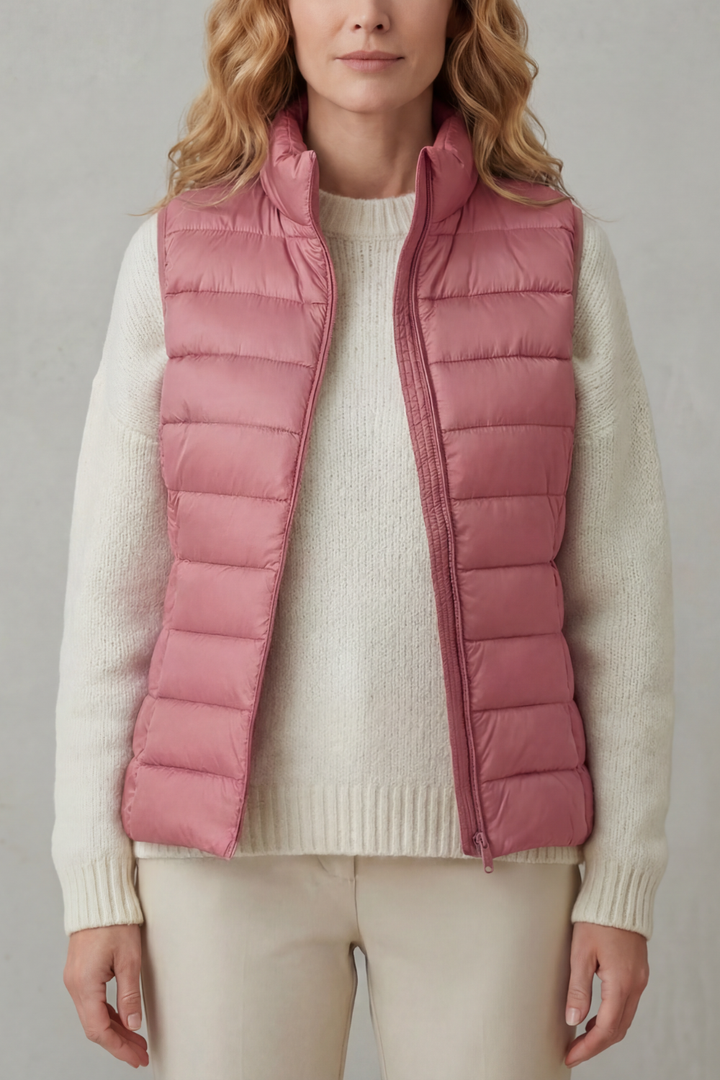 Casual ladies' quilted layering vest, great for adding a touch of style.