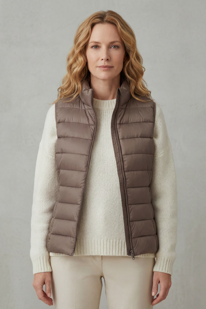 Stylish ladies' quilted gilet, perfect lightweight outerwear for spring.