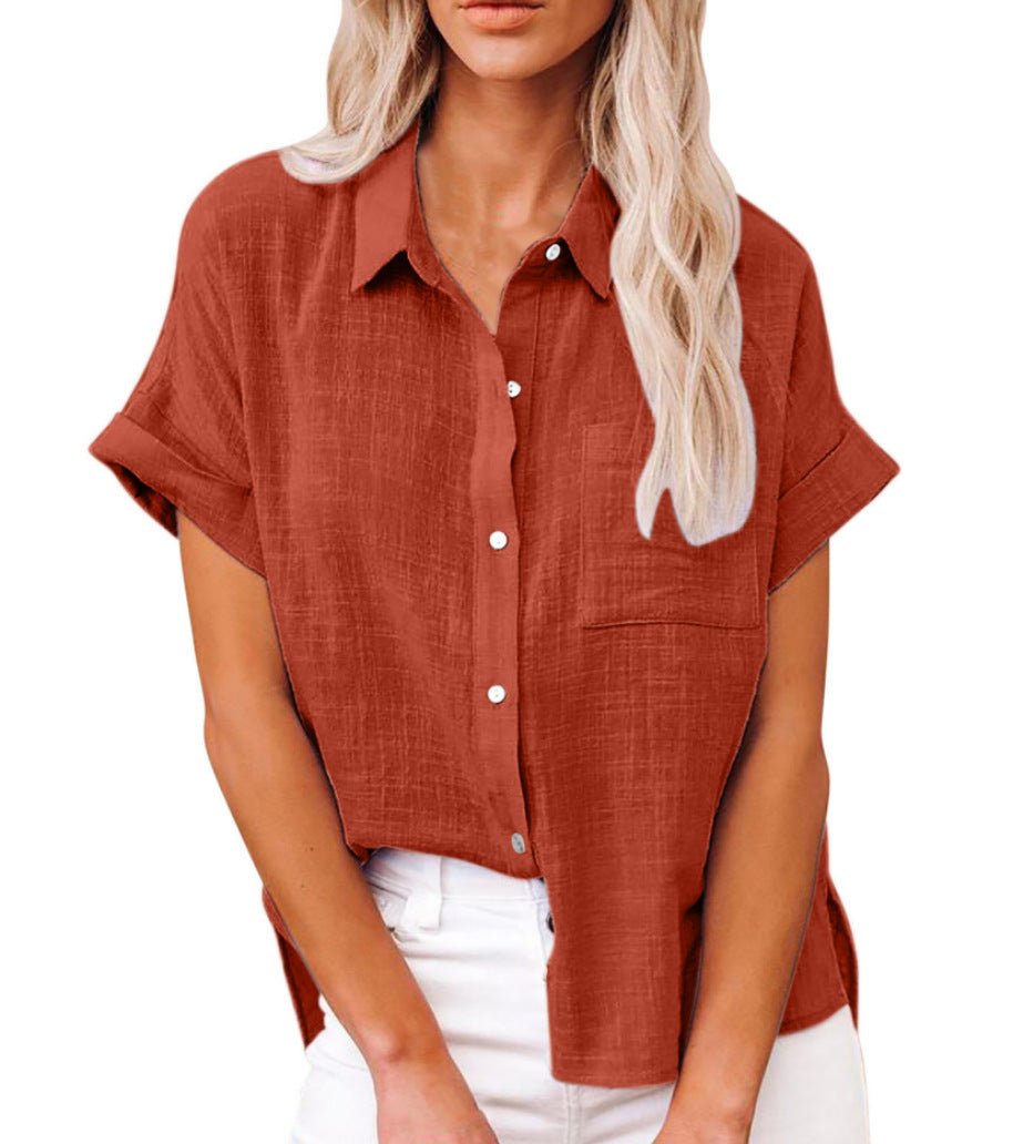 Stylish short-sleeve top for women, perfect for workwear or casual summer outfits.