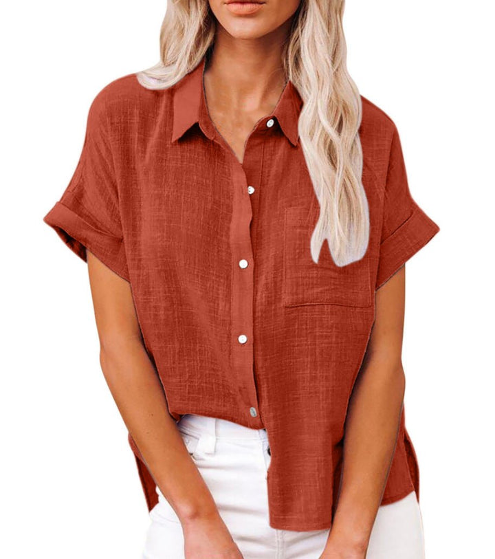 Stylish short-sleeve top for women, perfect for workwear or casual summer outfits.
