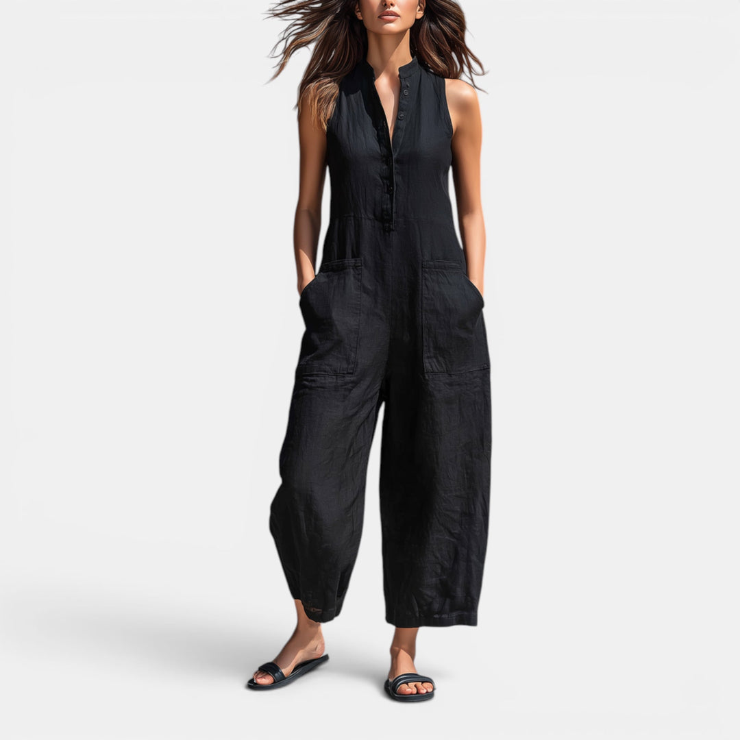 Comfortable women's summer playsuit with relaxed fit, stylish and lightweight for casual wear.