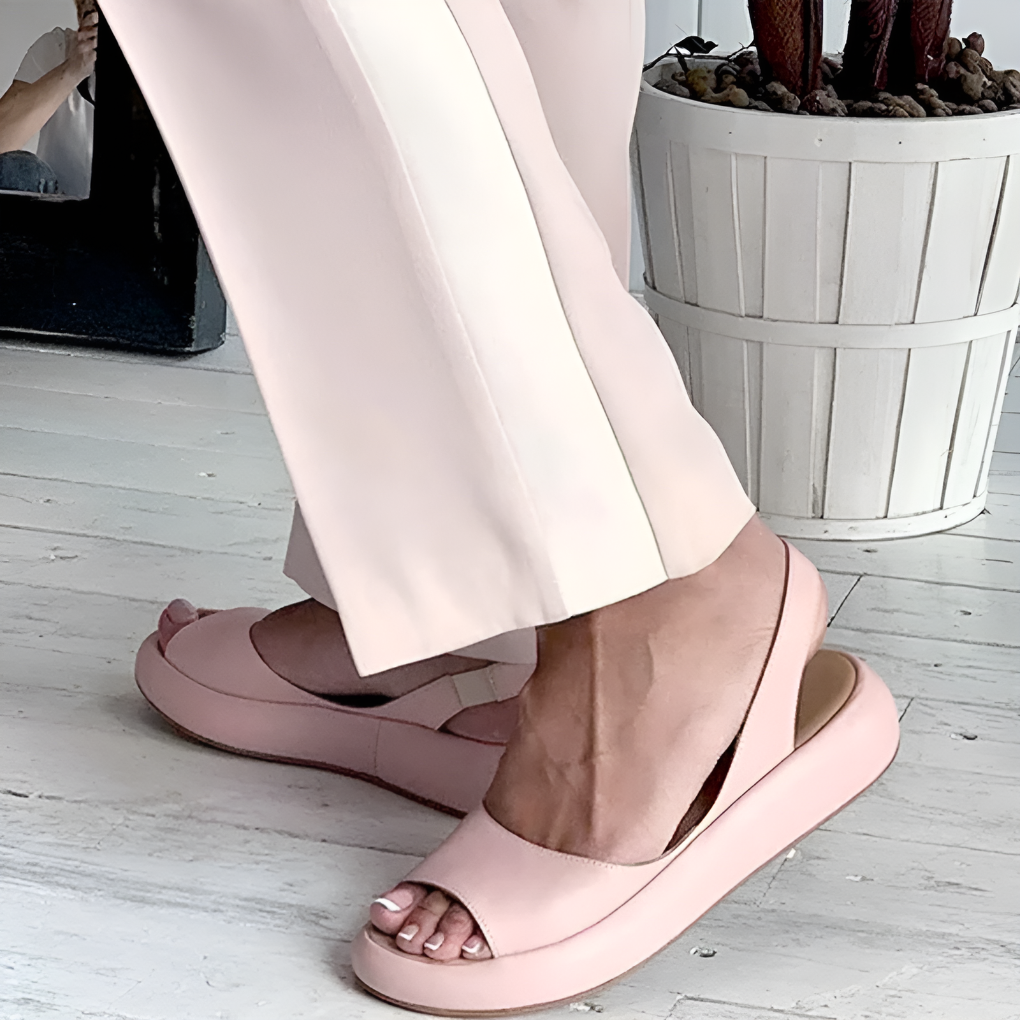 Comfortable women's summer sandals, easy slip-on style. Lightweight casual footwear for beach & vacation.