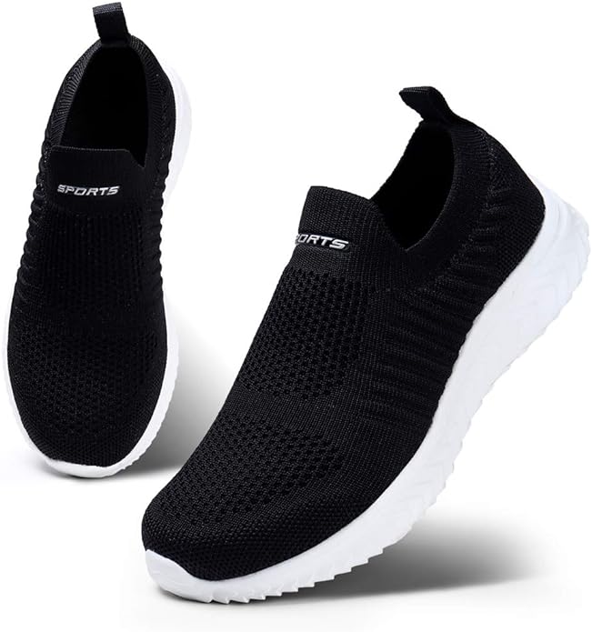 Cushioned women's slip-on sneakers in an athletic style, offering lightweight support for all-day comfort.