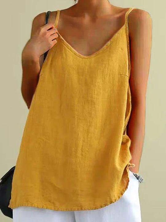 Chic lightweight women's summer top with delicate spaghetti straps for a relaxed, casual fit.