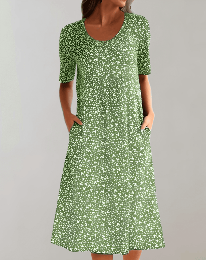 Women's lightweight V-neck summer dress in a flowy fabric, perfect for casual or elegant warm-weather wear.