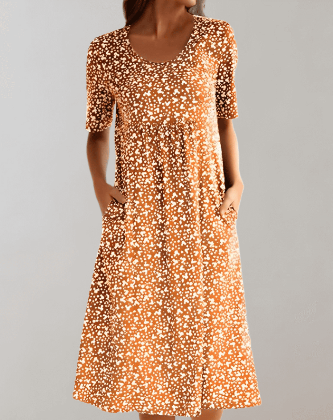 Casual women's lightweight V-neck summer dress paired with sandals, perfect for comfortable daily wear.