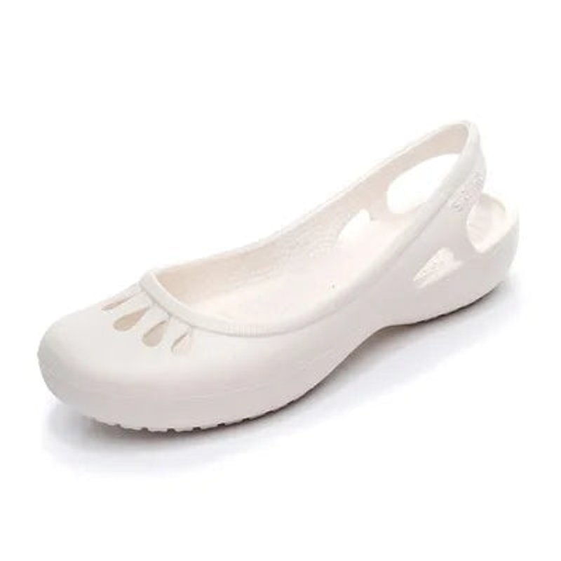 White women's cut-out slingback sandals, waterproof and lightweight for elegant summer casual wear.