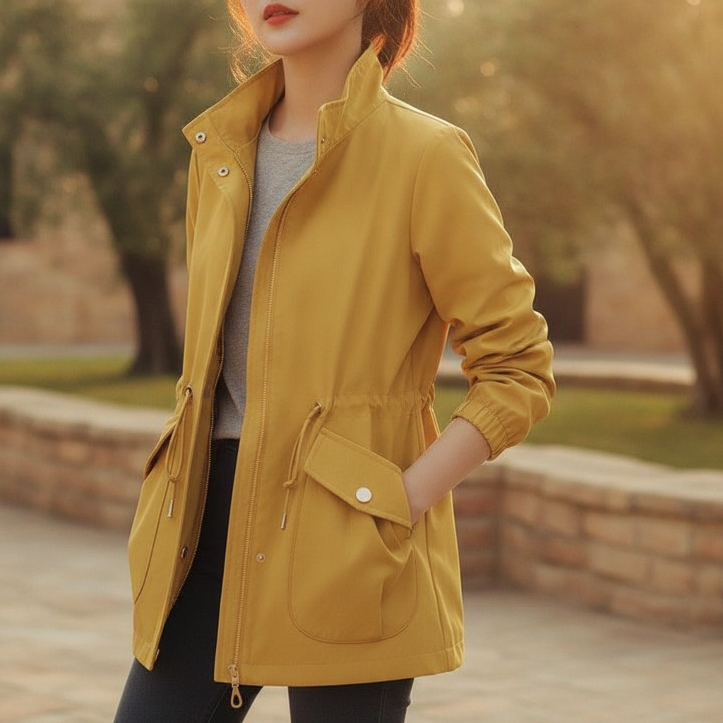Women's lightweight waterproof trench coat for spring & autumn, perfect for transitional weather.