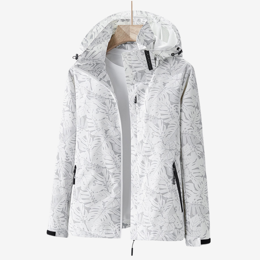 Women's lightweight waterproof windbreaker jacket in black, ideal for outdoor activewear & weather protection.