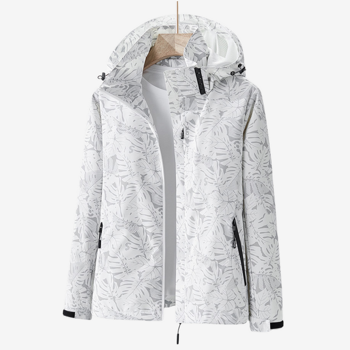 Women's lightweight waterproof windbreaker jacket in black, ideal for outdoor activewear & weather protection.