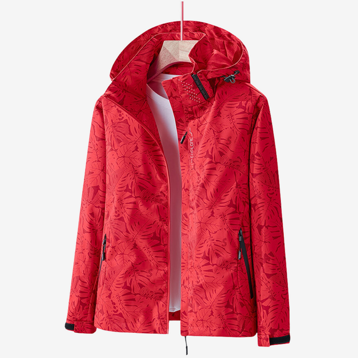 Trendy women's waterproof windbreaker, offering lightweight weather protection and stylish outerwear for any season.