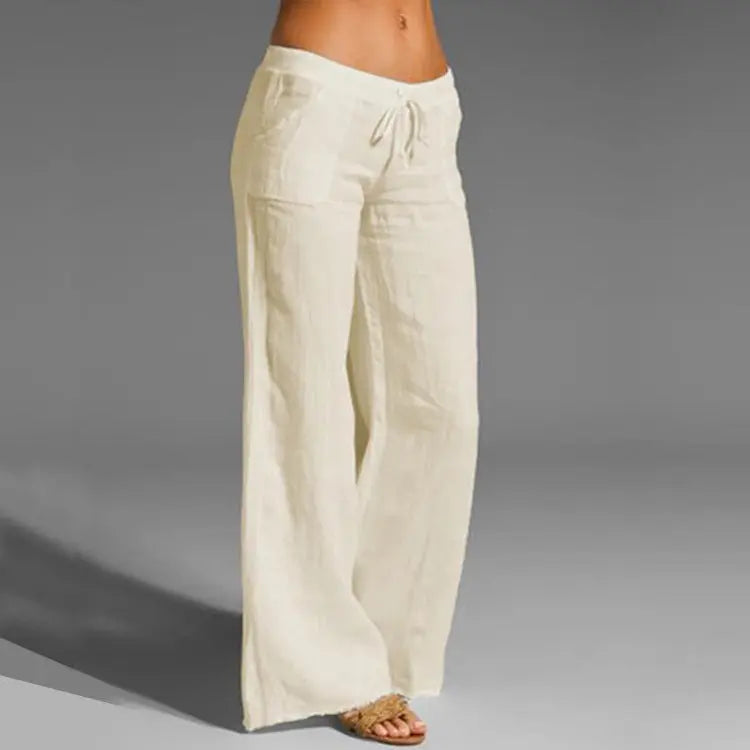Women's linen casual loose summer trousers, breathable & comfortable for warm days.