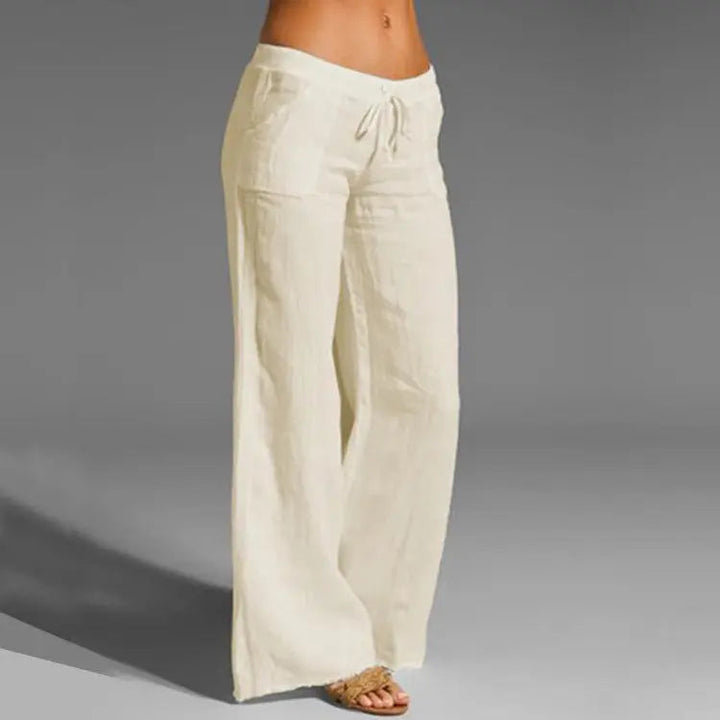 Women's linen casual loose summer trousers, breathable & comfortable for warm days.
