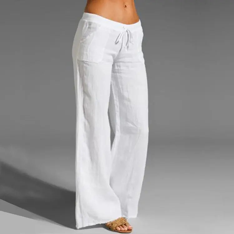 Effortless cool: Women's linen loose casual trousers, breathable & comfortable for summer.