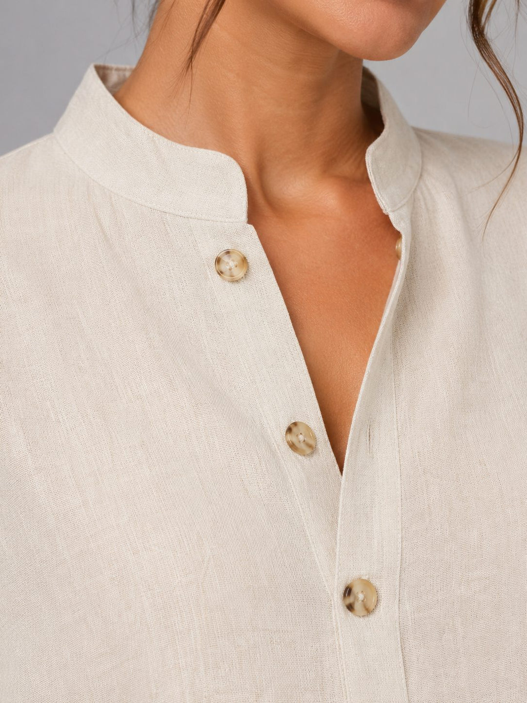 Stylish women's linen set: wide leg pants & matching button-up shirt. Perfect for beach & resort wear.