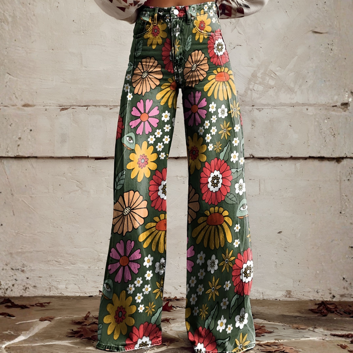 Stylish women's solid black long denim pants, versatile for casual or everyday fashion looks.