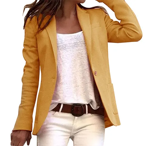 Stylish women's business casual blazer. Versatile long sleeve jacket for work or smart everyday professional wear.