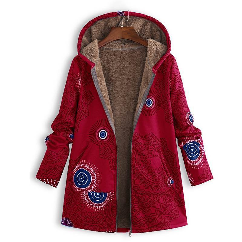 Elegant women's long spring jacket with a protective hood & roomy pockets. Lightweight & ideal for daily use.