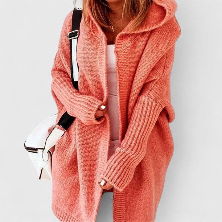 Women's loose fit hooded cardigan, oversized & comfortable, perfect for casual fall fashion.