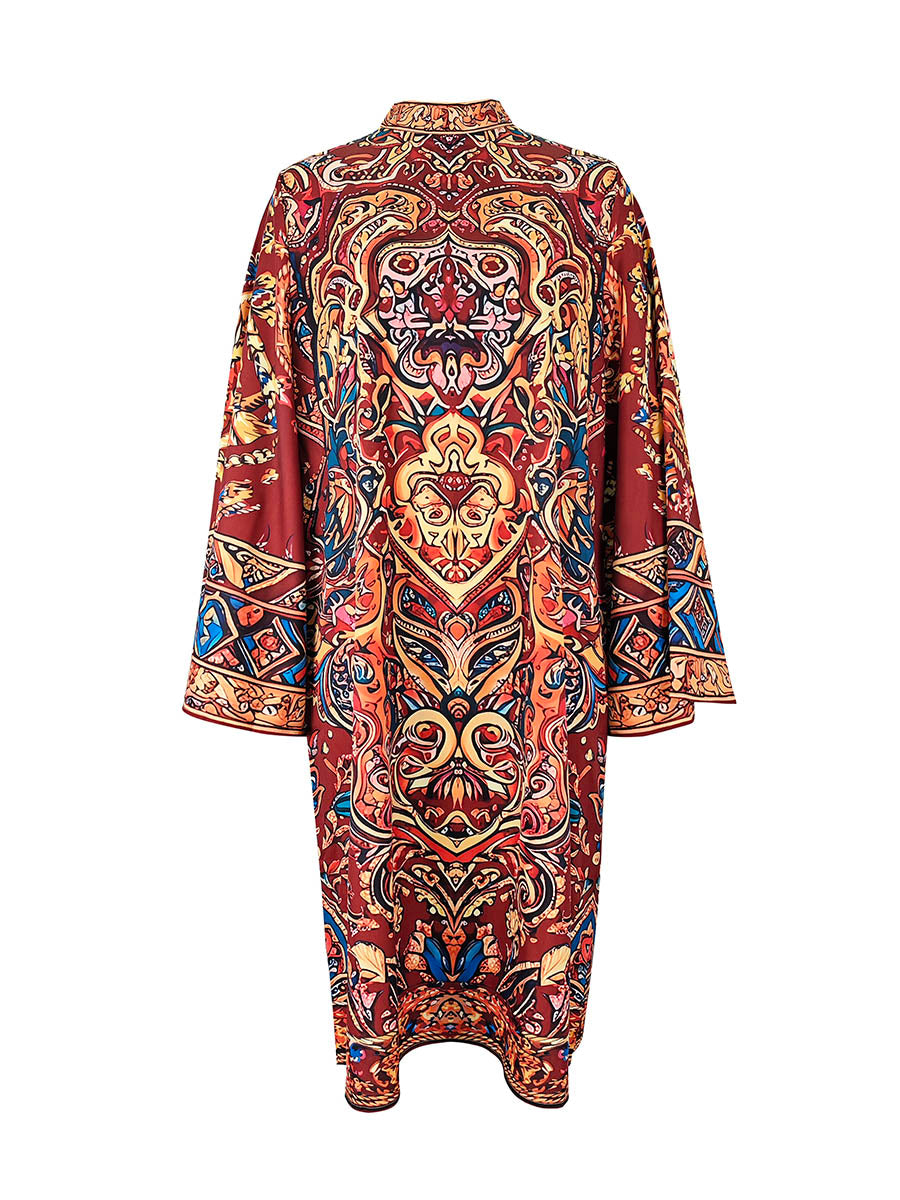 Comfortable long sleeve loose midi dress, mock neck design for work or casual.
