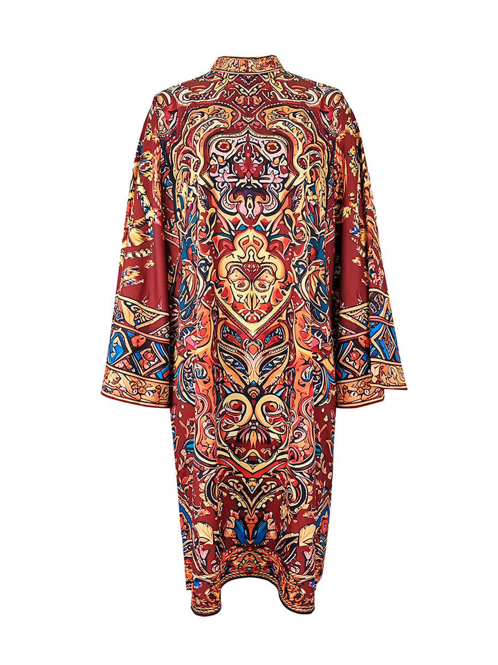 Comfortable long sleeve loose midi dress, mock neck design for work or casual.
