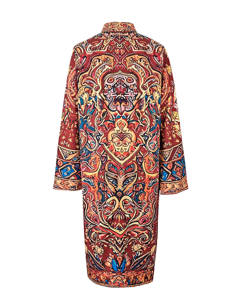 Autumn fashion: women's long sleeve mock neck loose midi dress.