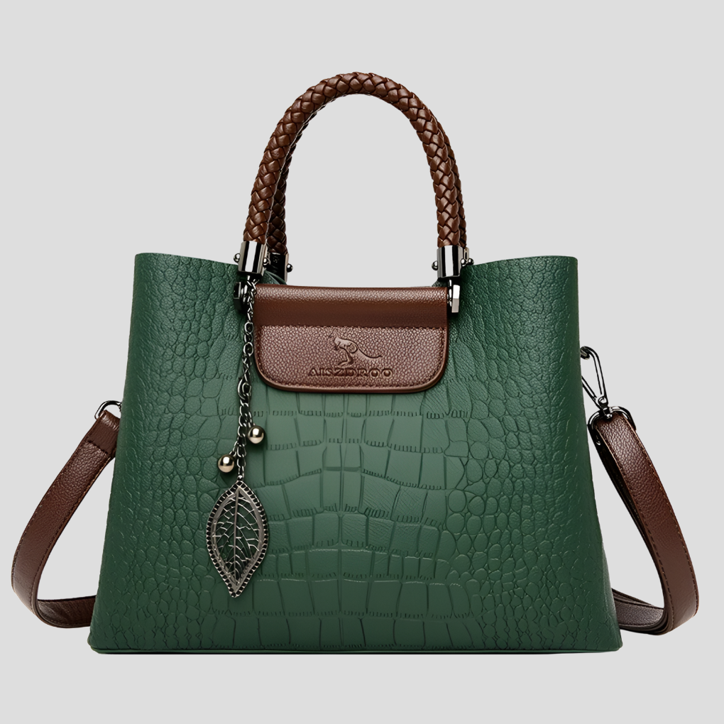 Women's Luxe Teak Handbag. Stylish, spacious leather shoulder bag for fashion-forward women.