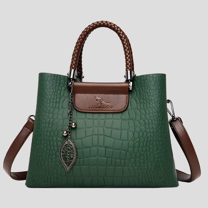 Women's Luxe Teak Handbag. Stylish, spacious leather shoulder bag for fashion-forward women.