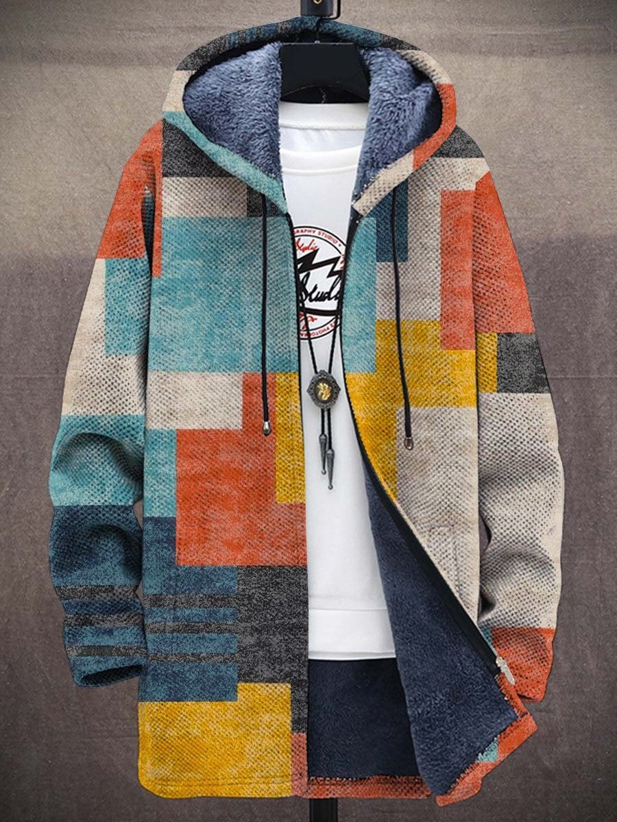 Women's luxury art-inspired zip-up cardigan featuring a unique print. Stylish, comfortable knitwear for versatile layering.