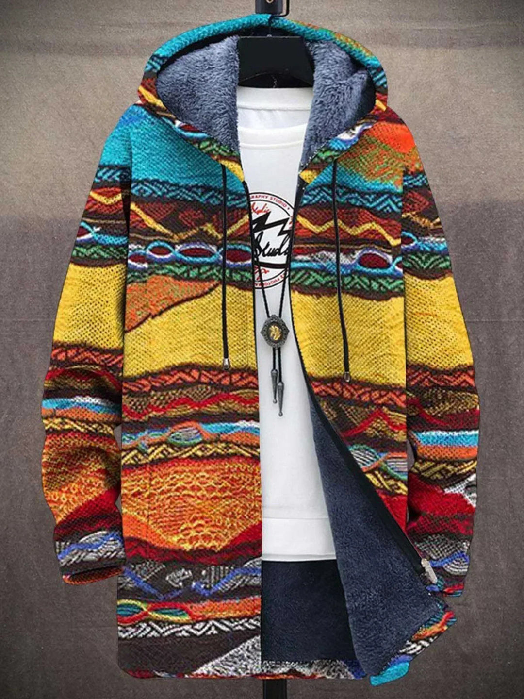Art-inspired women's luxury cardigan with a unique print. Soft, comfortable knitwear, a stylish and versatile outerwear piece.