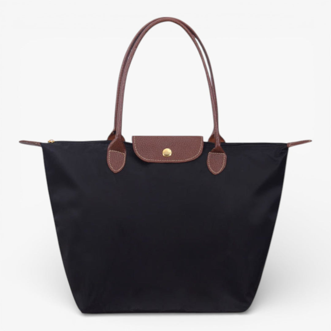 Women's luxury spacious shoulder handbag with secure zip closure, stylish and elegant design.