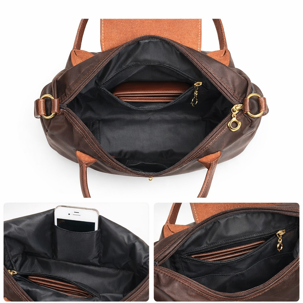 Women's spacious luxury shoulder bag featuring a secure zip closure, stylish design, and versatile appeal.