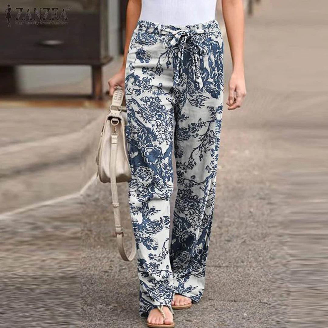 Relaxed fit women's mid-waist casual trousers, offering comfort & versatile style for modern women's fashion.
