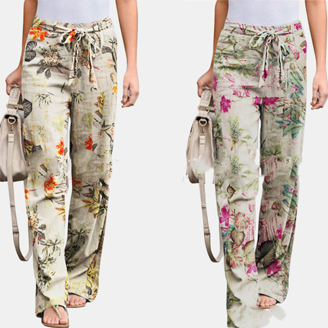 Versatile mid-waist casual trousers for women, suitable for travel, office, or comfortable everyday wear.