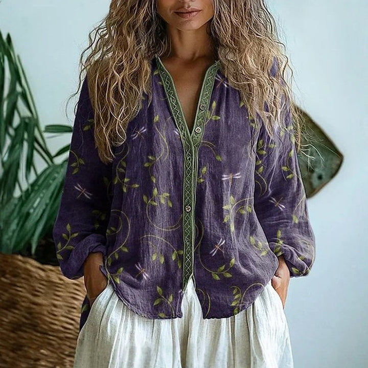 Women's Mirabella elegant long-sleeve blouse. Perfect for workwear or casual chic everyday style.