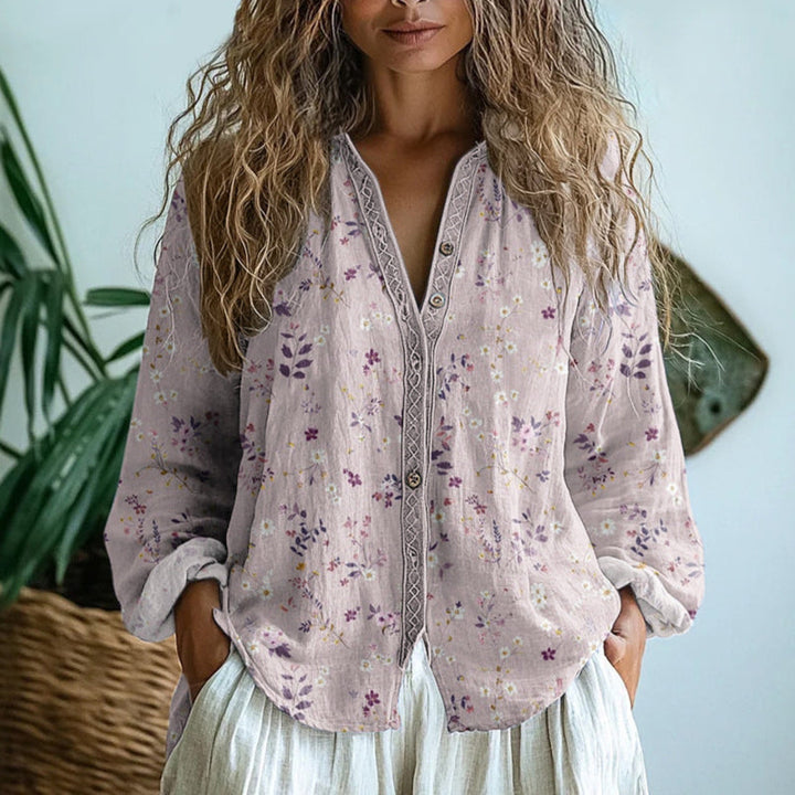 Stylish Mirabella women's fashion blouse. Comfortable, versatile top for spring/summer or modern work apparel.