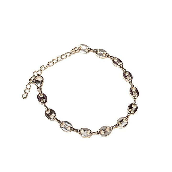 Bold women's statement necklace, a chunky linked chain design in a sleek, modern finish.