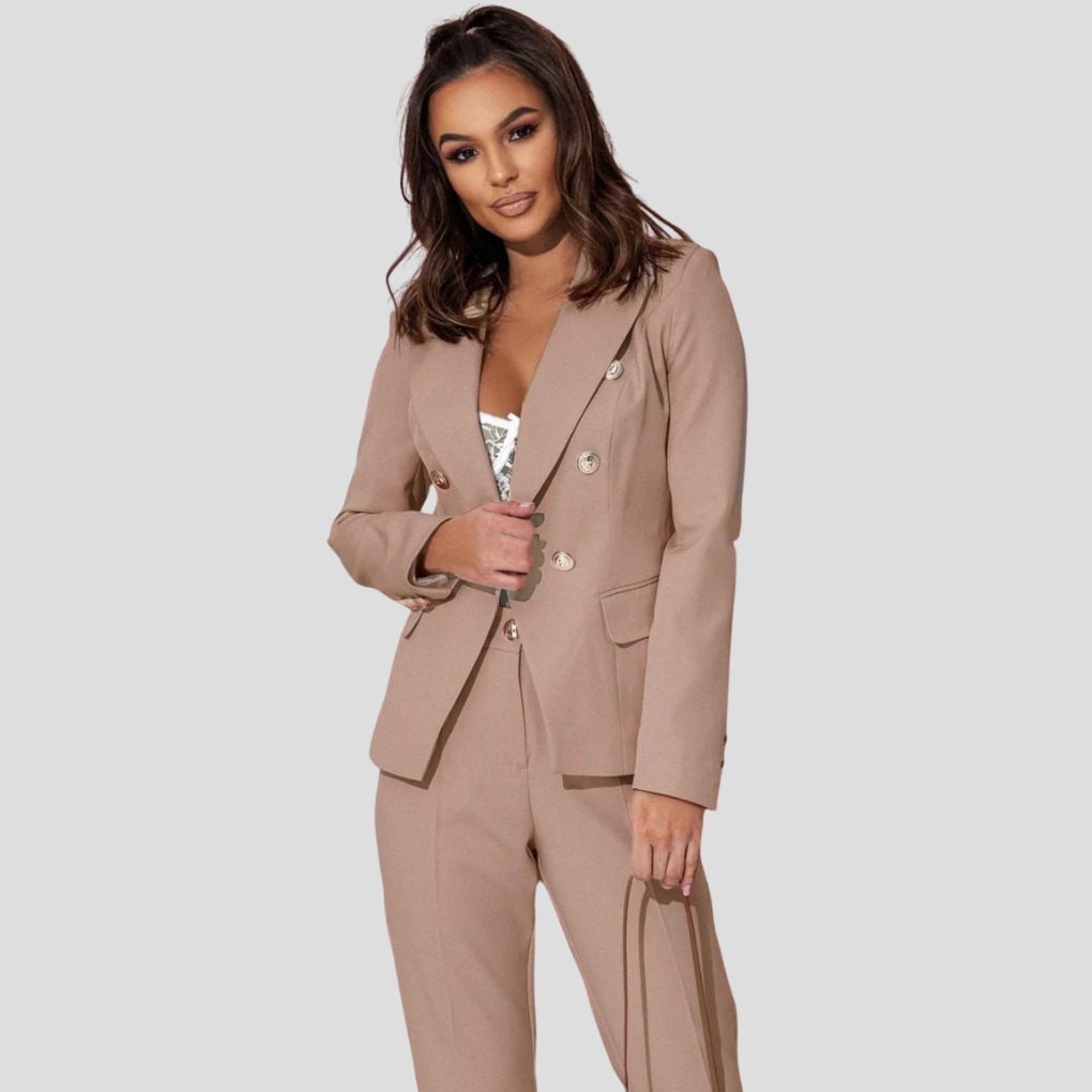 Elegant women's professional summer wear, a versatile blazer & trousers suit set.