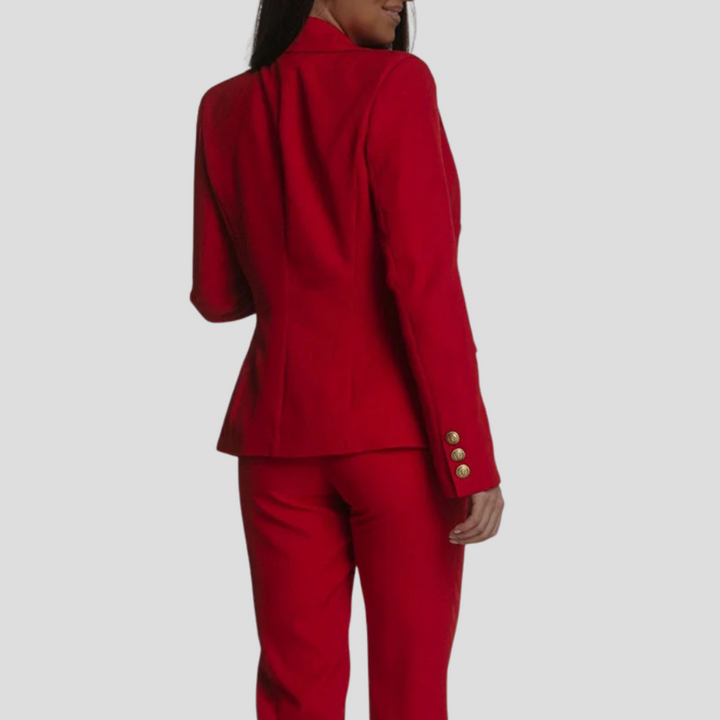 Lightweight women's summer suit set: a versatile blazer & trousers for elegant office attire.