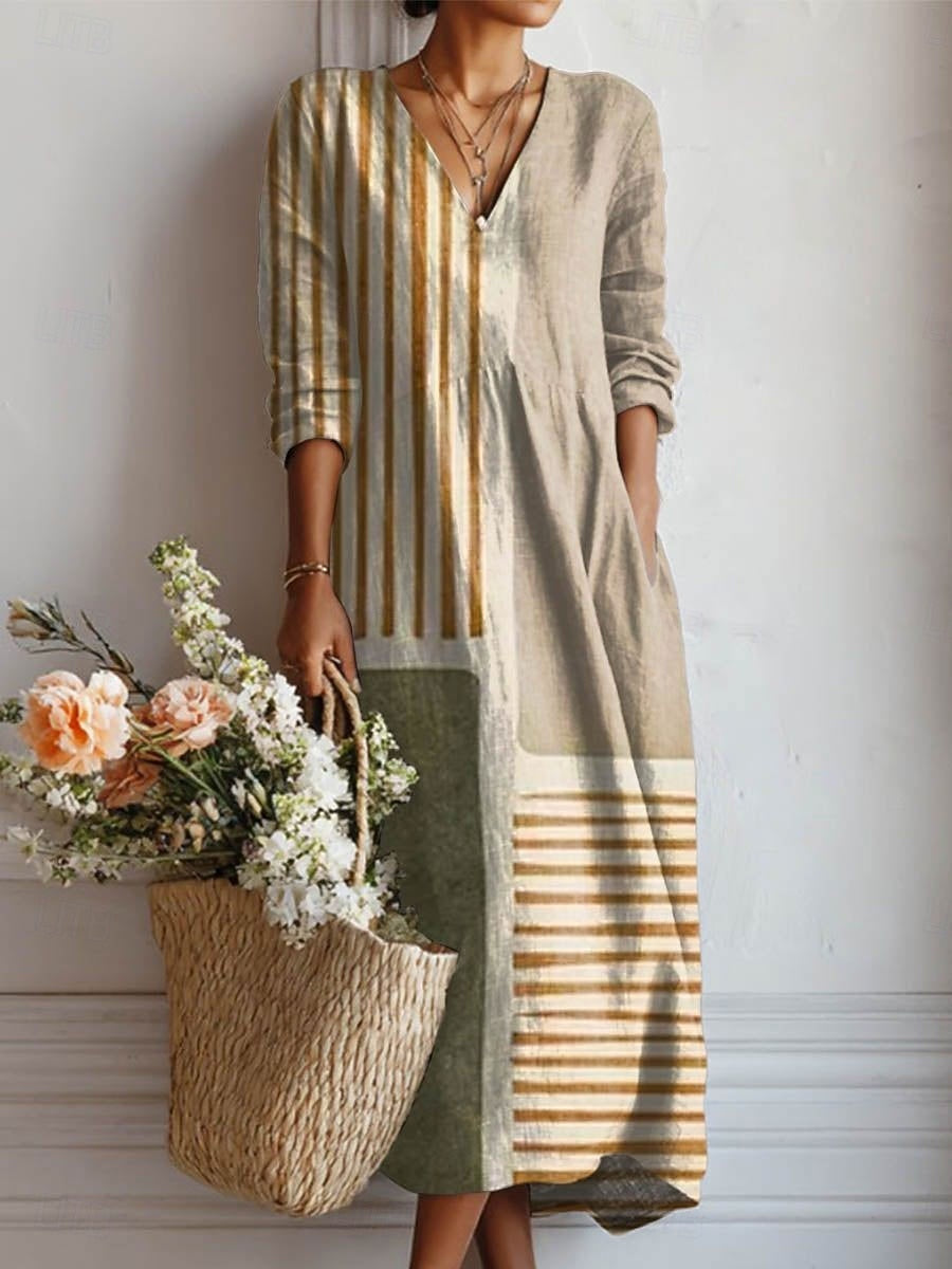 Women's multicolour patch everyday dress with relaxed fit, pockets. Ideal for casual summer/spring style, comfortable & stylish.
