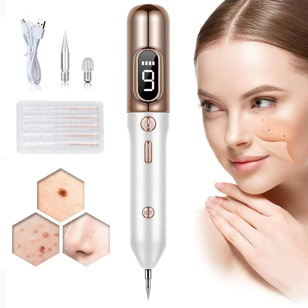 Women's multipurpose plasma pen for professional skin treatment, blemish, skin tag, and mole removal.
