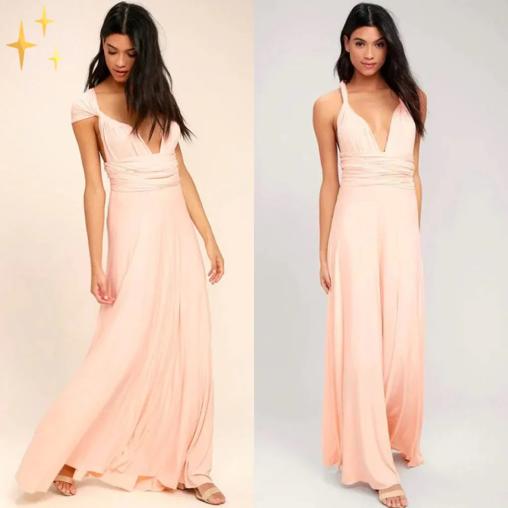 Stylish women's wrap dress, A-line multiway design. Perfect for evening or travel.