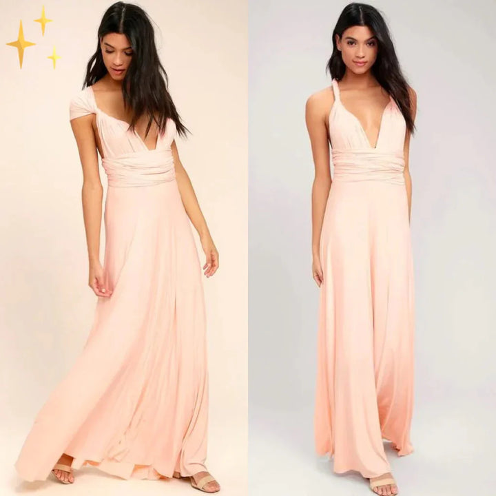 Stylish women's wrap dress, A-line multiway design. Perfect for evening or travel.