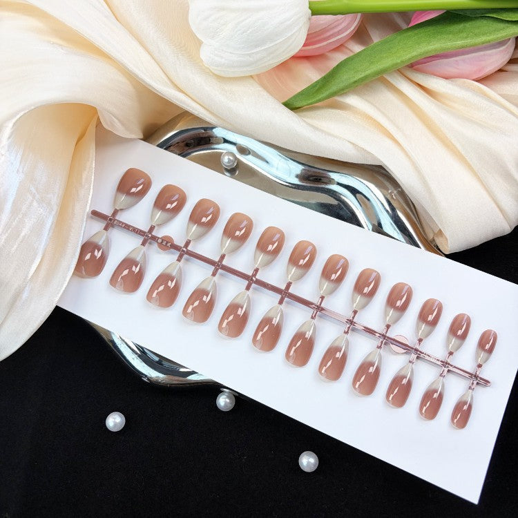 Shiny natural glossy press-on nails for women. Instant artificial nails delivering a brilliant, salon-like manicure.
